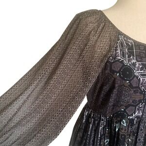 Free People Oksana Mini Dress 2 Long Sheer Sleeve Boho Festival Country Cowgirl